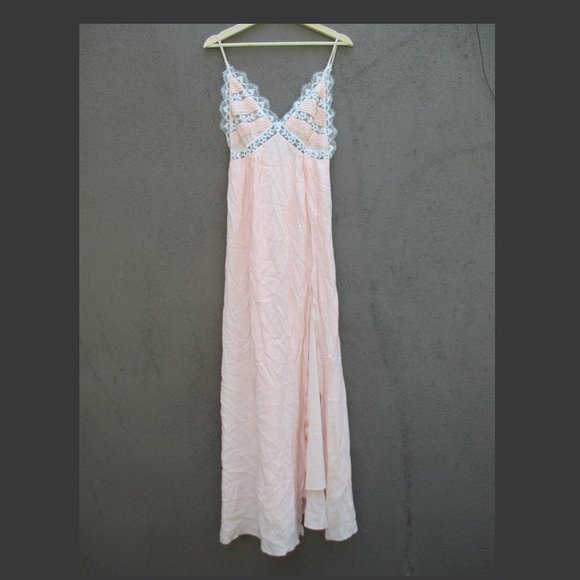 NEW FOR LOVE & LEMONS SOFT PINK LOVEBIRD MAXI DRESS SIZE XS - Picture 2 of 15